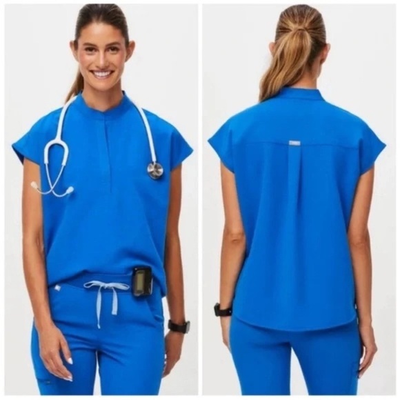 Set FIGS Rafaela Royal Blue Top And Zamora Jogger Set XS/S - Picture 3 of 16